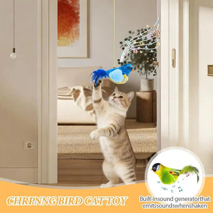 Shudyear 3 Pack Interactive Cat Toys with Chirping Bird Sound – Door Frame Cat Toy Hanging Teaser, Automatic Cat Door Toy for Indoor Cats, Feather Toy for Bored Cats3