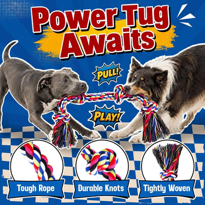 Forfon Tough & Strong Dog Toy for Aggressive Chewers – Tough Chew Toys for Large Dogs, Ideal for Tug-Of-War & Teeth Cleaning, with 3 Rope Toys & 2 Dog Bags4