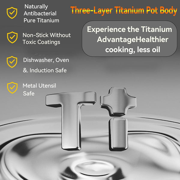Titanium Hammered Wok Pure with Lid, No Coating Non-Stick Titanium Cookware, Frying Pans, Hammered Pan, Ultra-Durable, Scratch-Resistant, Safe for Oven, Induction & Cooktops up to 750°F,11.81I3