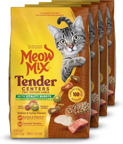 Meow Mix Tender Centers, Salmon & White Meat Chicken Flavors, Dry Cat Food, 20 Lb. Bag | Dry Cat Food with Two Texture Kibble, Meaty Center Surrounded by a Crunchy Outer Layer, Complete and Balanced Nutrition22