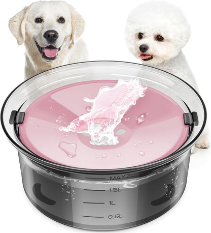 2L Dog Water Bowl No Spill, 70Oz Large Spill Proof Dog Water Bowl Reduce Refill, Slow Drinking Water Bowl anti Splash No Mess Pet Water Bowl for Vehicle/Outdoor/Indoor, Pink1