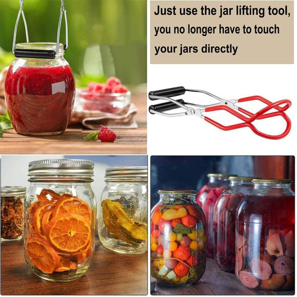 Canning Jar Lifter Tongs - Stainless Steel Jar Lifter with Rubber Grips | Slip Wide-Mouth Clip for Kitchen Restaurant, Red5