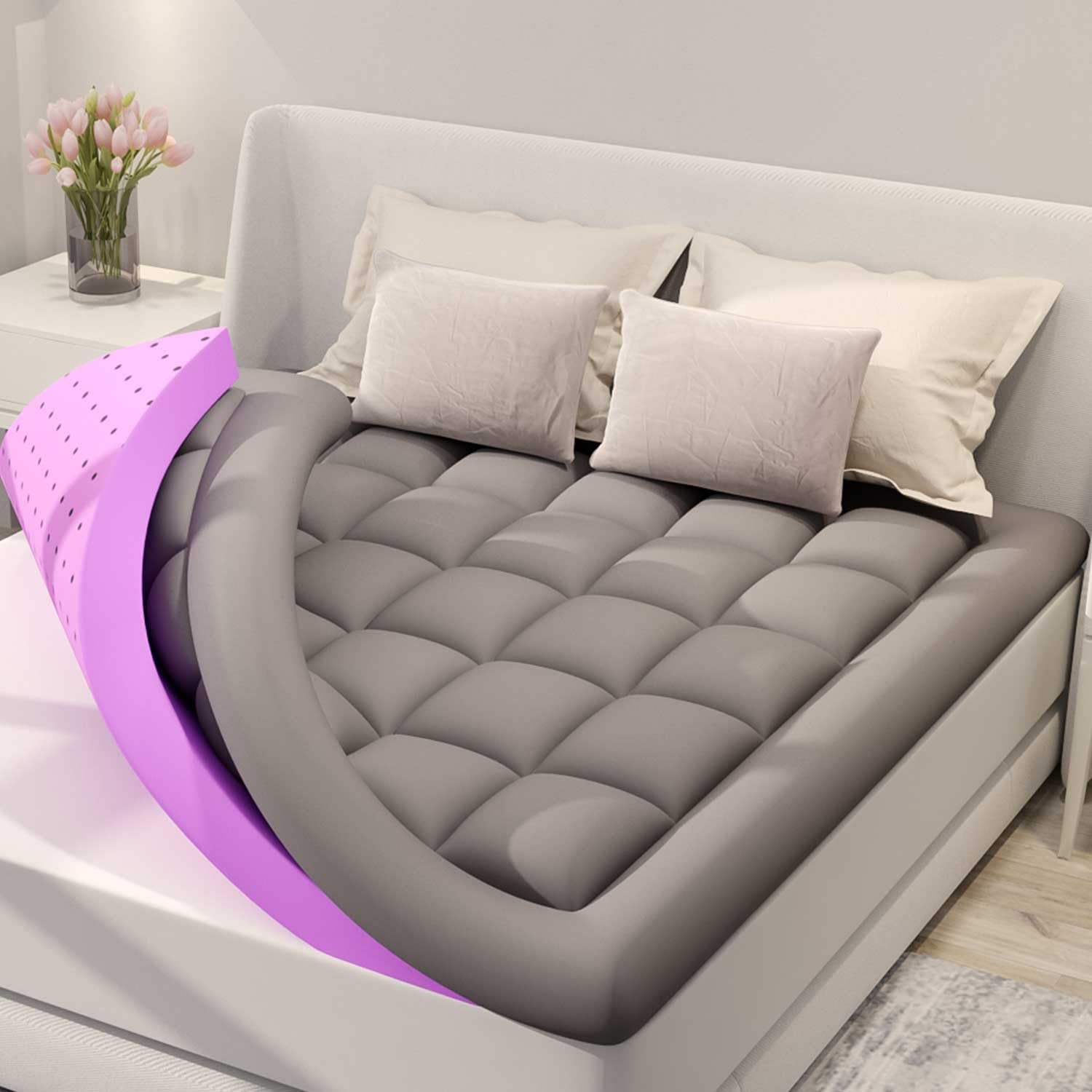 dual-layer-5-inch-memory-foam-mattress-topper-queen-size-2-inch-gel-memory-foam-plus-3-inch-1450-gsm-down-alternative-quilted-pillow-top-mattress-pad-cover-dark-gray