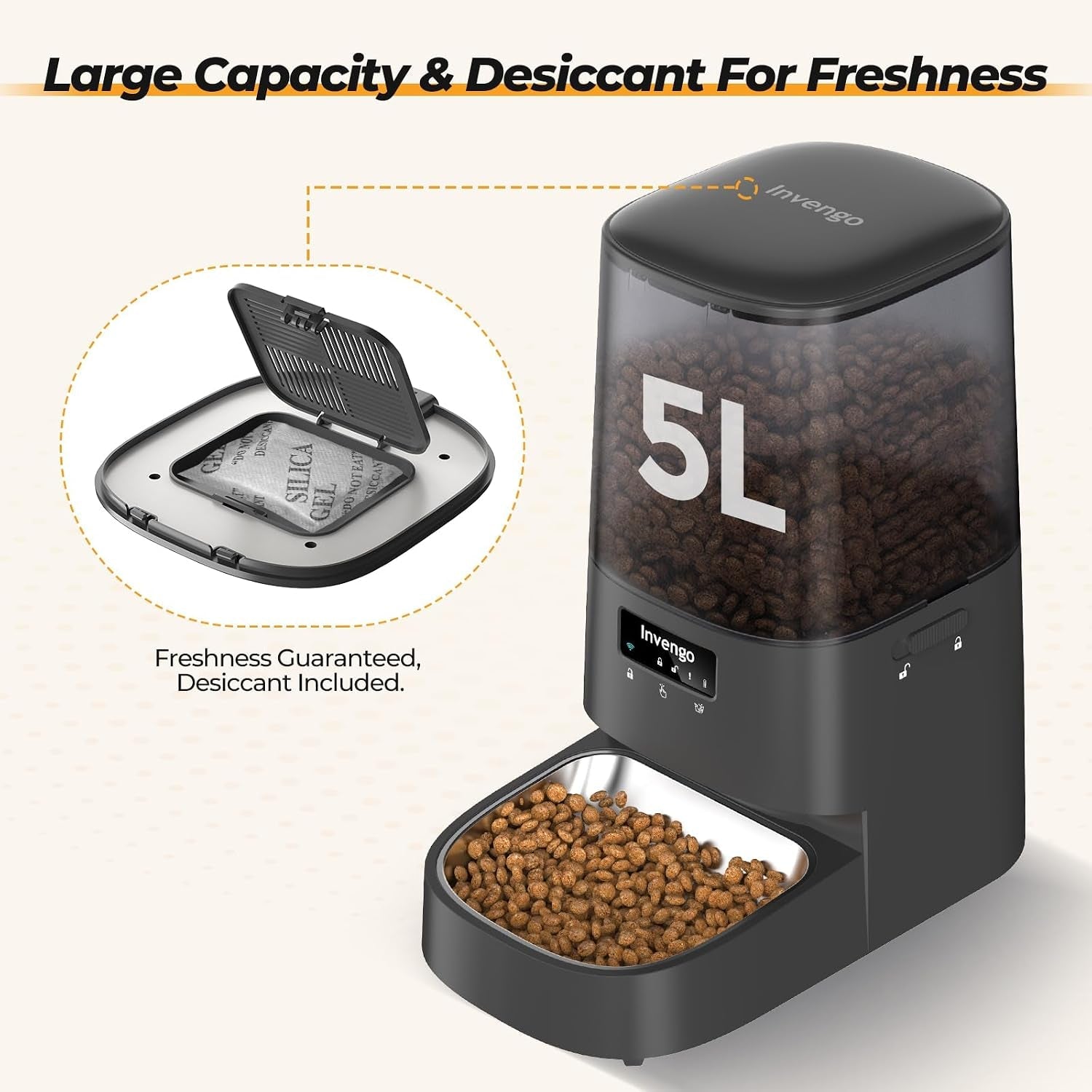 automatic-cat-feeder-with-app-control-5l-food-dispenser-for-cats-and-small-dogs-2-4-5g-wi-fi-programmable-portions-anti-jam-fresh-lock-stainless-steel-bowl-easy-to-clean