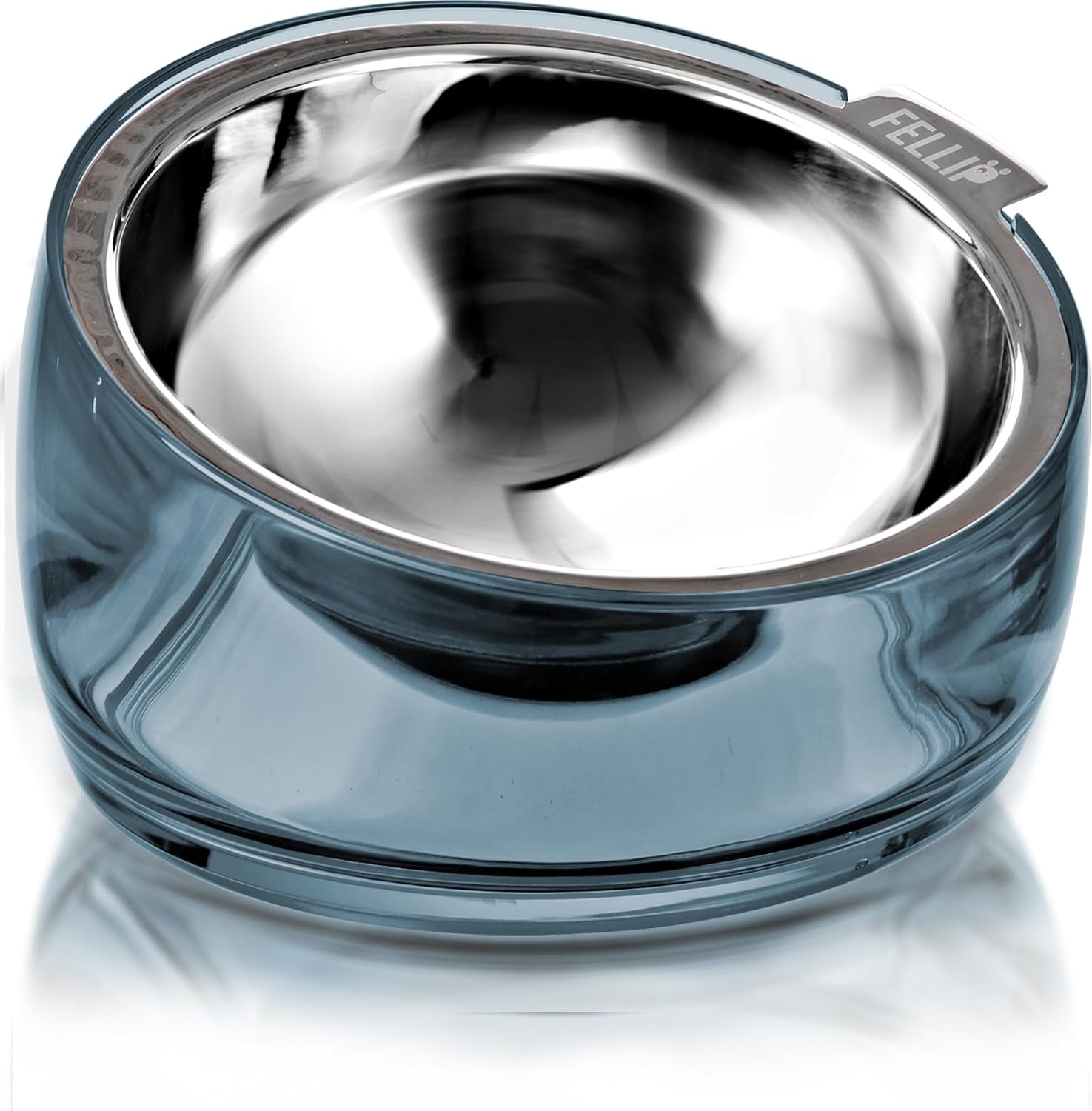 felli-oblik-elevated-cat-bowl-removable-stainless-steel-wide-dish-for-dry-wet-food-feeding-dishwasher-clean-slanted-whisker-fatigue-friendly-metal-plate-classic-0-5-cups-shallow-dish