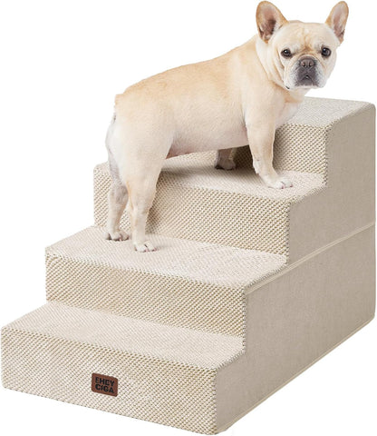 EHEYCIGA Dog Stairs for Bed 18" H, Dog 4-Steps for High Bed, Olive Green | Pet Steps for Small Dogs and Cats, Non-Slip Balanced Pet Ramp Indoor53