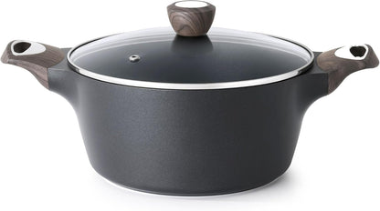 Nonstick Stock Pot with Lid, 2.6/4.5/6.6/8.5/11 QT Soup Pot Casserole Pot, Healthy Pasta Pot, Large Deep Cooking Pot, Big Sauce Pot Stew Pot, Induction Compatible, PFOA PFOS APEO Free, Black1
