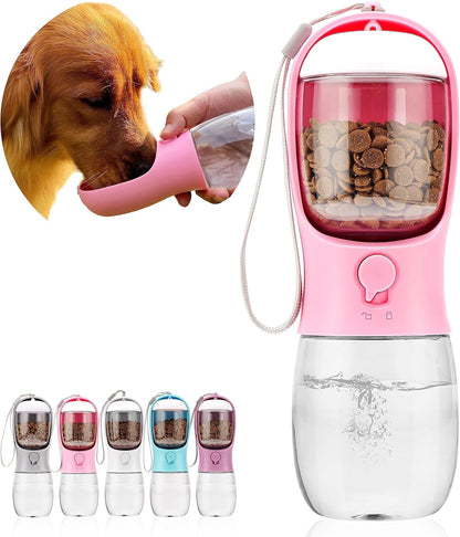 Dog Water Bottle with Food Container, Portable Leak Proof Pet Water Dispenser for Walking Hiking Travel, Puppy Essentials Accessories for Small Large Dogs, Dog Gifts (10Oz/15Oz/19Oz)22