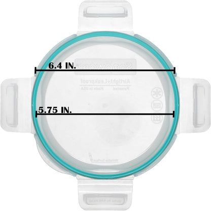 7201R-PC (4-Cup) Clear Lid with Teal Gasket (2-Pack) - Made in USA | Bpa-Free Construction | Freezer Safe | Top-Rack Dishwasher Safe | Reusable Design | Snap-Lock | Airtight Configuration6