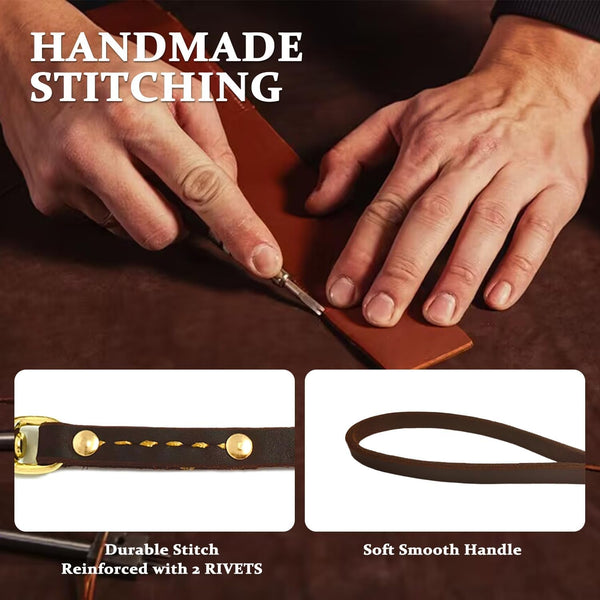 Leather Dog Leash 6 Ft X 1/2 Inch Heavy Duty Genuine Leather Dog Training Leash Soft and Strong Leather Leash for Small and Medium Dogs Brown2