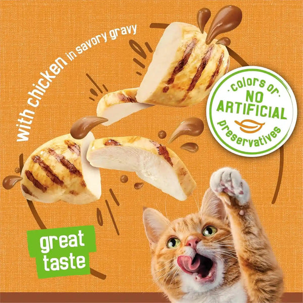Purina Friskies Gravy Pate, Wet Cat Food Extra Gravy Pate with Chicken in Savory - (Pack of 24) 5.5 Oz. Cans4
