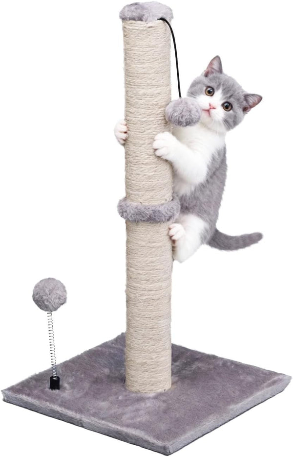 MECOOL Cat Scratching Post Premium Basics Kitten Scratcher Sisal Scratch Posts with Hanging Ball 22In for Kittens or Smaller Cats (22 Inches for Kitten, Beige)19