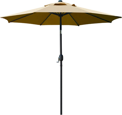 9' Patio Umbrella Outdoor Table Umbrella with 8 Ribs Tan | 9 FT Patio Umbrella with Waterproof Polyester Canopy, Aluminum Pole, Push-Button Tilt & Crank for Outdoor Patio Tables, Pool1