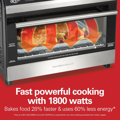 Digital Air Fryer Toaster Oven Combo, 10 Ways to Cook, 4 Preset Functions, Stay on & 1800 Watts, LED Capacitive-Touch Controls, 2 Rack Positions, Fits 12” Pizza, Black & Stainless Steel2