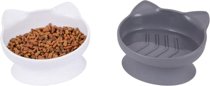 Kitty City Elevated Cat Bowls (Set of 2), Whisker-Friendly Raised Cat Food & Water Dishes, Modern Pedestal Design, Dishwasher Safe, 6.5 Oz Each – White & Gray8