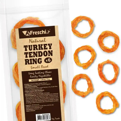 A Freschi Srl Turkey Tendons for Dogs, Usa-Sourced Human Grade, Rawhide-Free Long-Lasting Puppy Chews, All Natural Hypoallergenic Dog Treats for Small Breeds, Strips, 3Oz Pack10