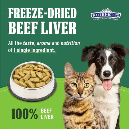 Nutri Bites Freeze Dried Beef Liver Dog & Cat Treats, Single Ingredient High Protein Pet Treats, 17.6 Oz2