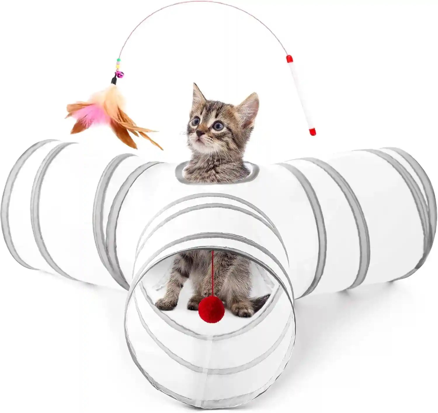love-s-cabin-cat-tunnel-for-indoor-cats-3-way-collapsible-play-tunnel-with-teaser-wand-peek-holes-toy-ball-small-pet-toy-for-kittens-rabbits-black-blue-small-size