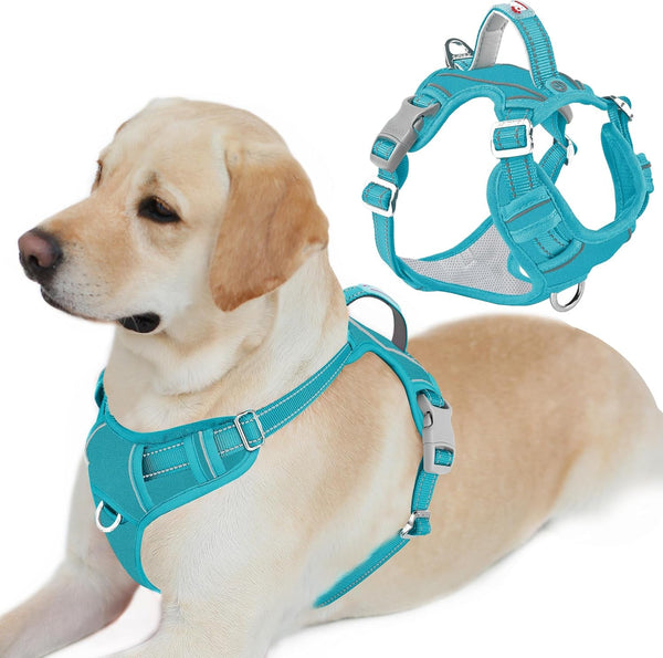 BARKBAY Dog Harness No Pull with ID Tag Pocket - Heavy Duty, Reflective, Easy Control for Large Dogs(Blue,L)32