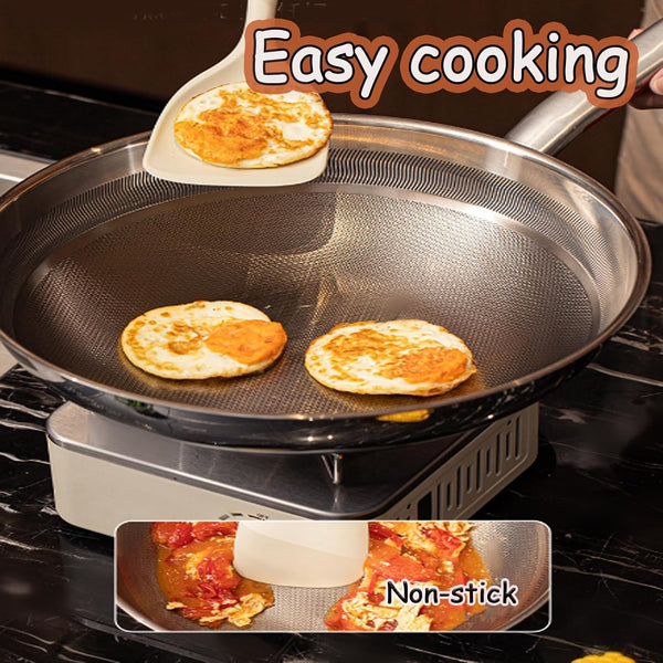 Titanium Hammered Deepen Wok with Lid, Multifunctional Ultra-Durable Scratch-Resistant Non Stick Even Heating Titanium Wok for Cooking with All Cooktops,12.59In2