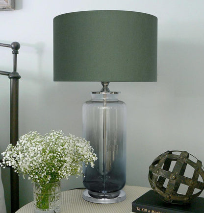 LS-341 Two Tone Glass Lamp W/Shade 12In Faded Base Silver/Gry,2