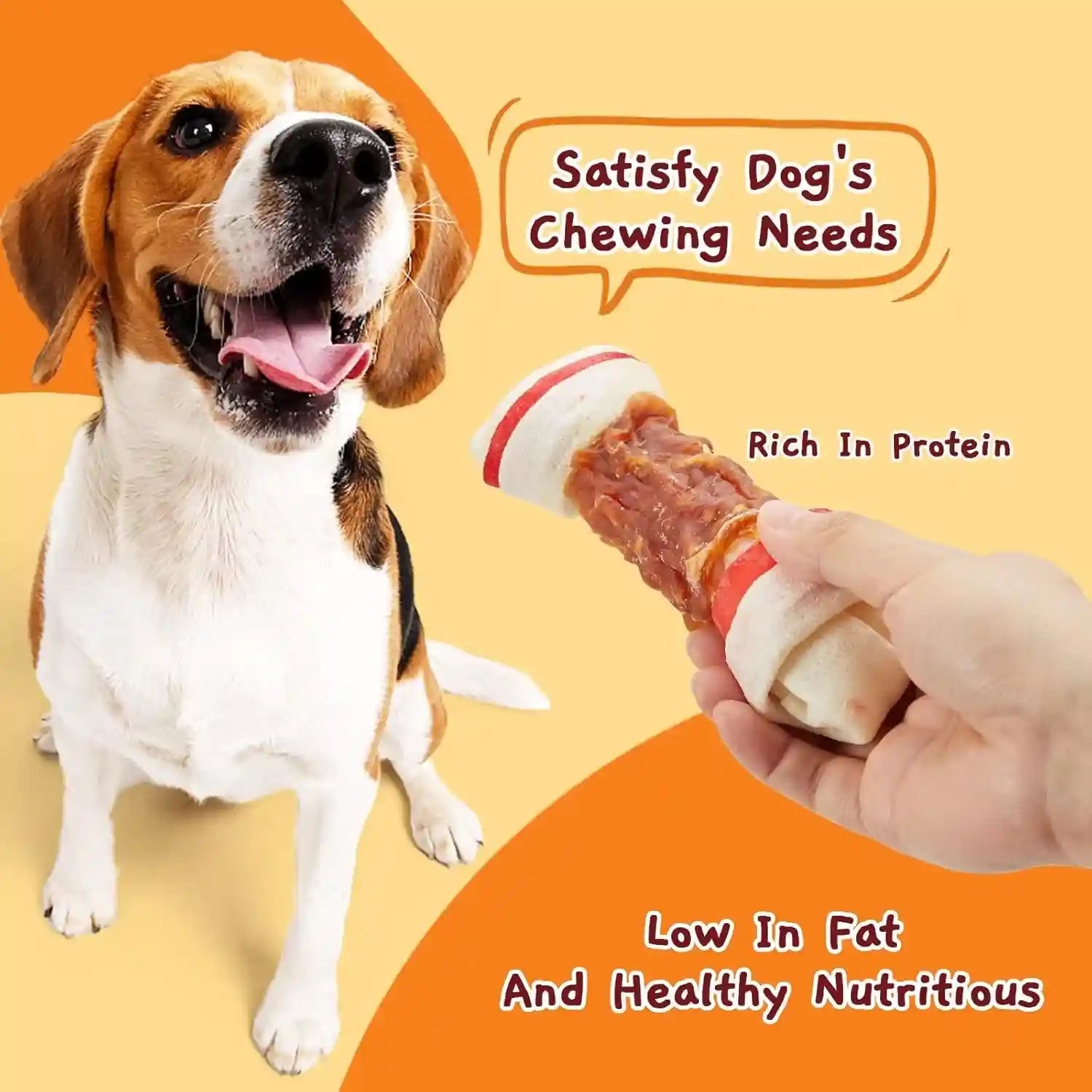jungle-calling-chicken-wrapped-rawhide-knot-bones-long-lasting-dog-chews-6-5-inch-rawhide-bones-for-medium-large-dogs-high-protein-beefhide-training-dog-treats-teeth-cleaning-10-6-oz