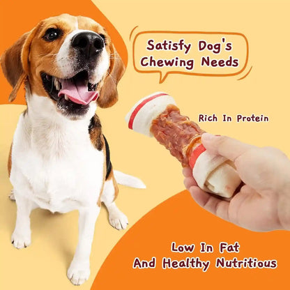 Jungle Calling Chicken Wrapped Rawhide Knot Bones, Long Lasting Dog Chews | 6.5 Inch Rawhide Bones for Medium & Large Dogs, High Protein Beefhide Training Dog Treats, Teeth Cleaning, 10.6 Oz5