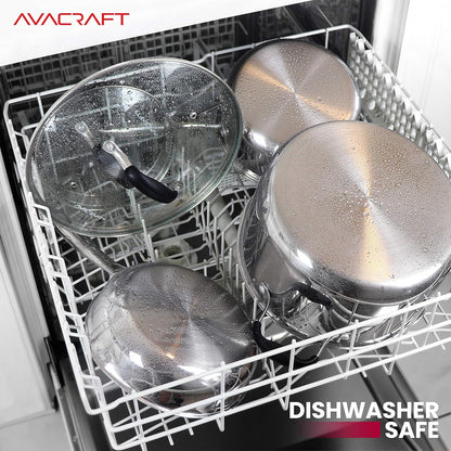 10 Piece 18/10 Stainless Steel Cookware Set | Tri-Ply Cookware, Glass Strainer Lid Included, Ergonomic Stay Cool Handles, Dishwasher Safe8