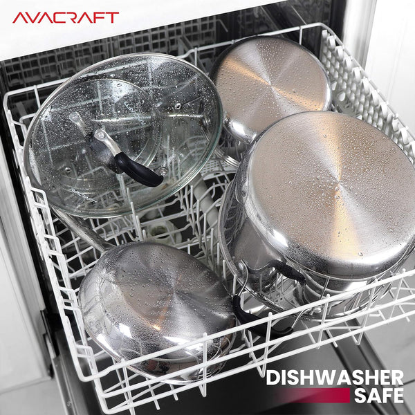 10 Piece 18/10 Stainless Steel Cookware Set | Tri-Ply Cookware, Glass Strainer Lid Included, Ergonomic Stay Cool Handles, Dishwasher Safe8