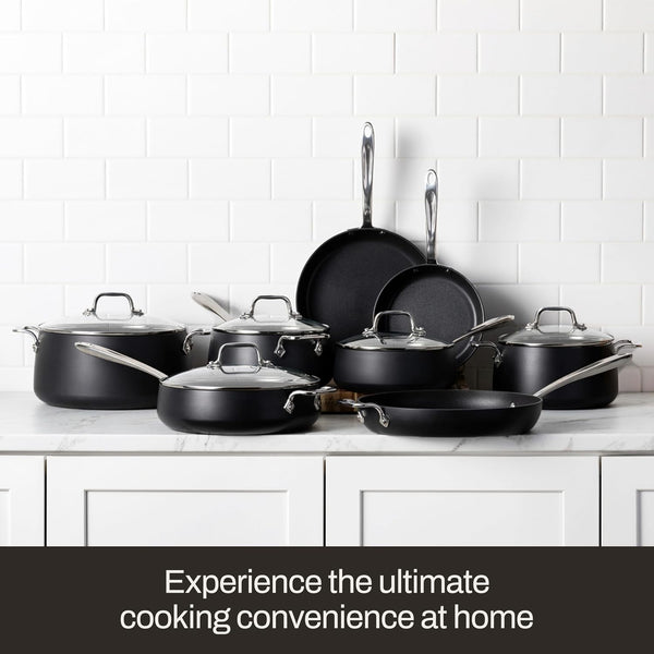 All-Clad HA1 Expert Hard Anodized Nonstick Cookware Set (10 Piece) Pots, Frying Pans, Dishwasher-Safe, Oven-Safe up to 500°F Compatible with All Stovetops (Gas, Electric & Induction) - Black4