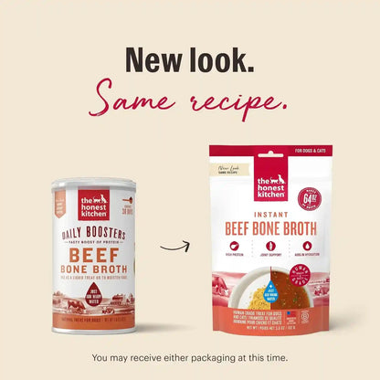 The Honest Kitchen Human Grade Daily Boosts Instant Beef Bone Broth with Turmeric for Dogs 3.6 Ounces3