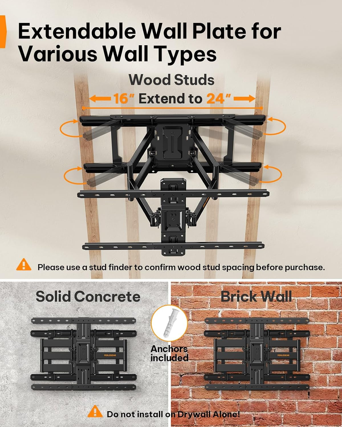 ultra-slim-tv-wall-mount-1-1-low-profile-for-42-90-tvs-fits-16-24-studs-full-motion-tv-mount-wall-bracket-with-dual-articulating-arms-swivel-tilt-max-vesa-600x400mm-holds-132lbs