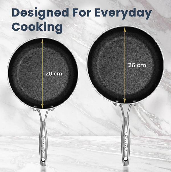 Haptiq Stainless Steel-Aluminum 8 and 10.25 Inch 2-Piece Fry Pan Set7