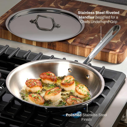 All-Clad D3® Stainless Steel 10 Inch Frying Pan Covered- Made in the USA- the Original Bonded Professional Cookware- Oven Safe & Induction Compatible6