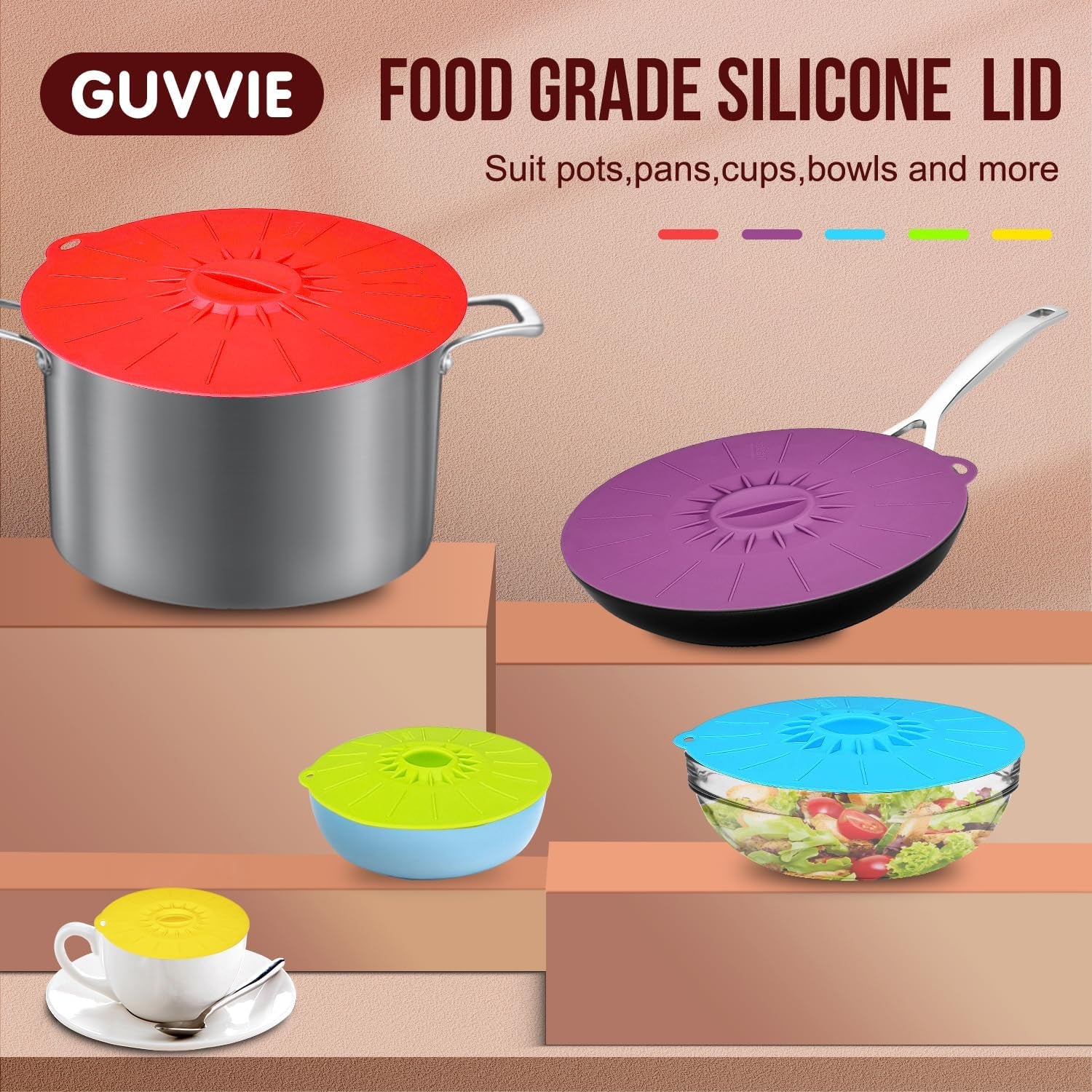 silicone-lids-5-pack-heat-resistant-microwave-splatter-cover-reusable-silicone-suction-lids-for-food-storage-fits-bowls-cups-skillets-plates-pots-pans-stovetop-oven-fridge-safe