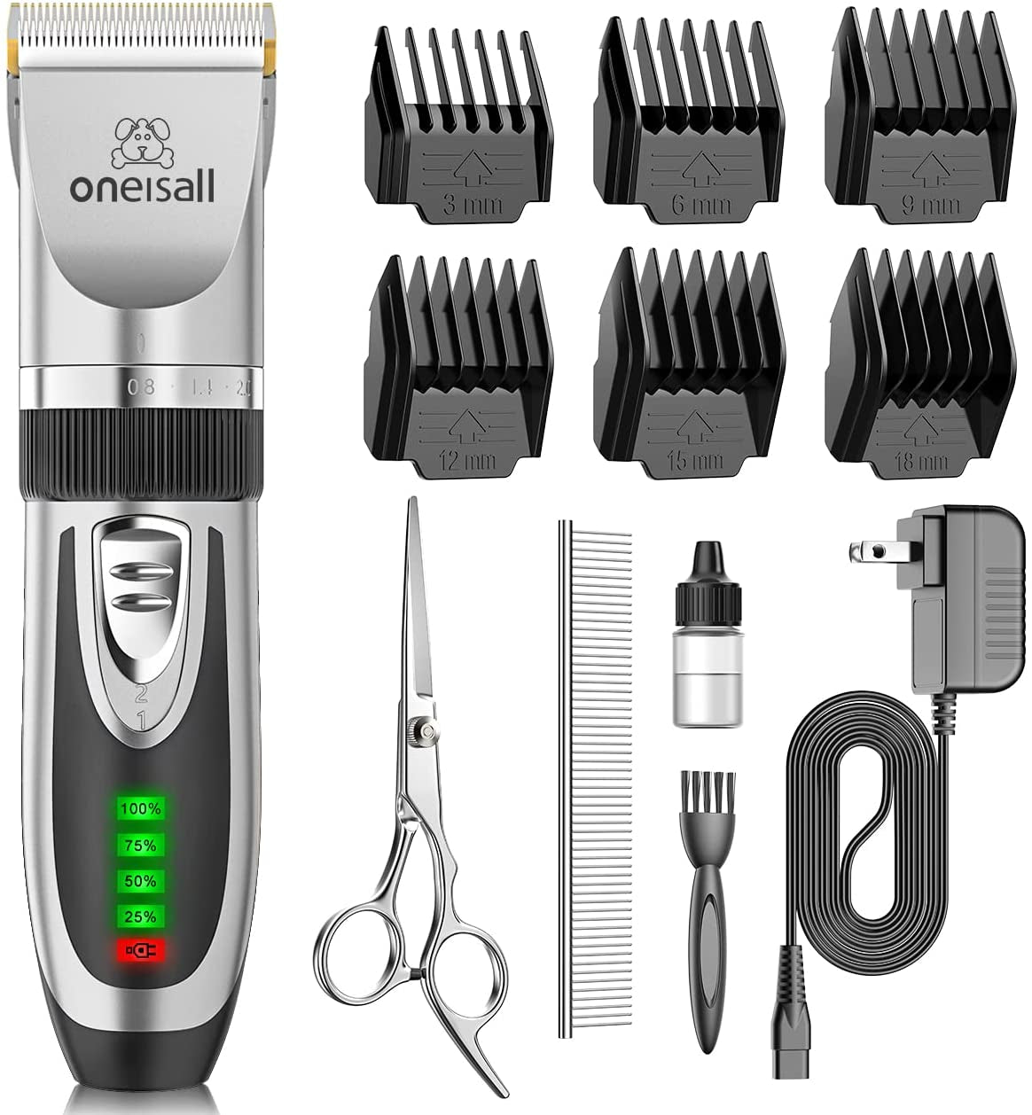 oneisall-dog-grooming-clippers-with-led-display-for-dogs-cats-low-noise-quiet-2-speed-cordless-rechargeable-fast-charge-detachable-waterproof-battery-level-display-model-x2-gold