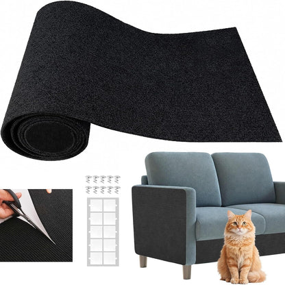 Cat Scratch Couch Furniture Protector, Self-Adhesive Scratch Pad | 39.3X15.8In, DIY Climbing Cat Carpet Mat for Door Window Protector, Couch Guard from Claws with Pins & Tape (Lightgrey)11