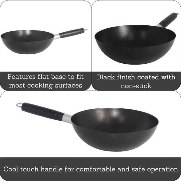 9.5 Inch Carbon Steel Nonstick Wok with Cool-Touch Handle, Black | Cool-Touch Handle, Ideal for Stir Fry, Great for Everyday Meals2
