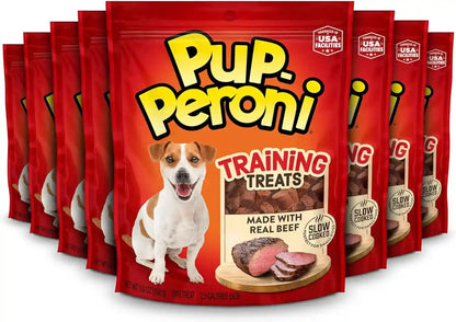 Pup-Peroni Dog Training Treats Made with Real Beef, 8 Bags (5.6 Oz. Each) | Slow Cooked 2.5+ Hours for a Tender Texture & Rich, Meaty Taste. 24% Protein. No Fillers. No Red 40.1