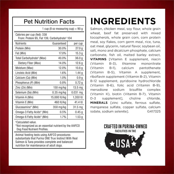 Purina ONE True Instinct with Real Salmon and Tuna Natural with Added Vitamins, Minerals and Nutrients High Protein Dog Food Dry Formula - 36 Lb. Bag5