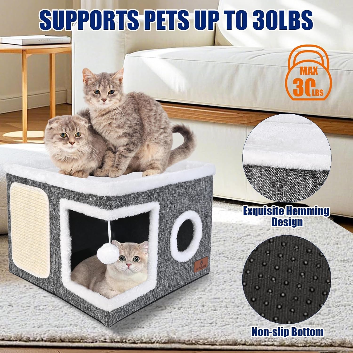 cat-beds-for-indoor-cats-large-cat-cave-bed-with-scratch-pad-and-fluffy-ball-foldable-cat-hideaway-cat-house-with-reversible-cushion-for-multi-small-pet-up-to-30lbs-grey
