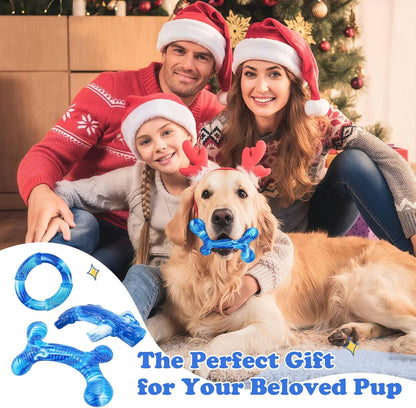 Furdog 3Pack Dog Toys for Aggressive Chewers Dog Chew Toy Tough Dog Toys to Keep Them Busy Bacon Flavor Teething Chew Toys & Dental Health for Large Medium Small Breeds (Blue)7