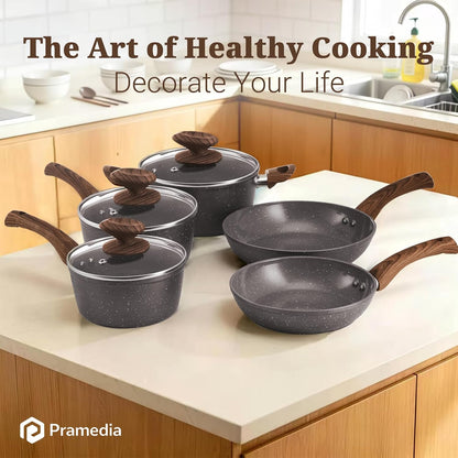 15-Piece Ceramic Nonstick Pots and Pans Set, Induction PFAS Free | Gray Kitchen Cookware Set, Stay-Cool Handles, PFAS & PFOA Free, Non-Toxic, Gas & Electric Stovetop, Easy Clean7