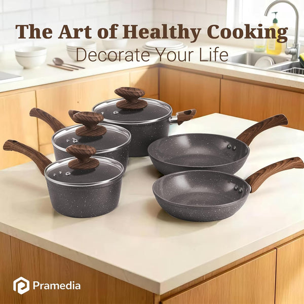15-Piece Ceramic Nonstick Pots and Pans Set, Induction PFAS Free | Gray Kitchen Cookware Set, Stay-Cool Handles, PFAS & PFOA Free, Non-Toxic, Gas & Electric Stovetop, Easy Clean7