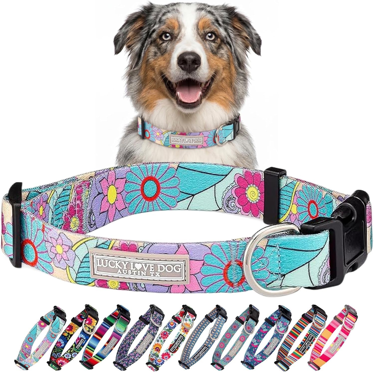lucky-love-dog-easy-click-buckle-dog-collar-with-leash-set-combo-durable-comfortable-for-male-female-dogs-pet-collar-for-medium-dogs-secure-fit-blackbird-combo-medium