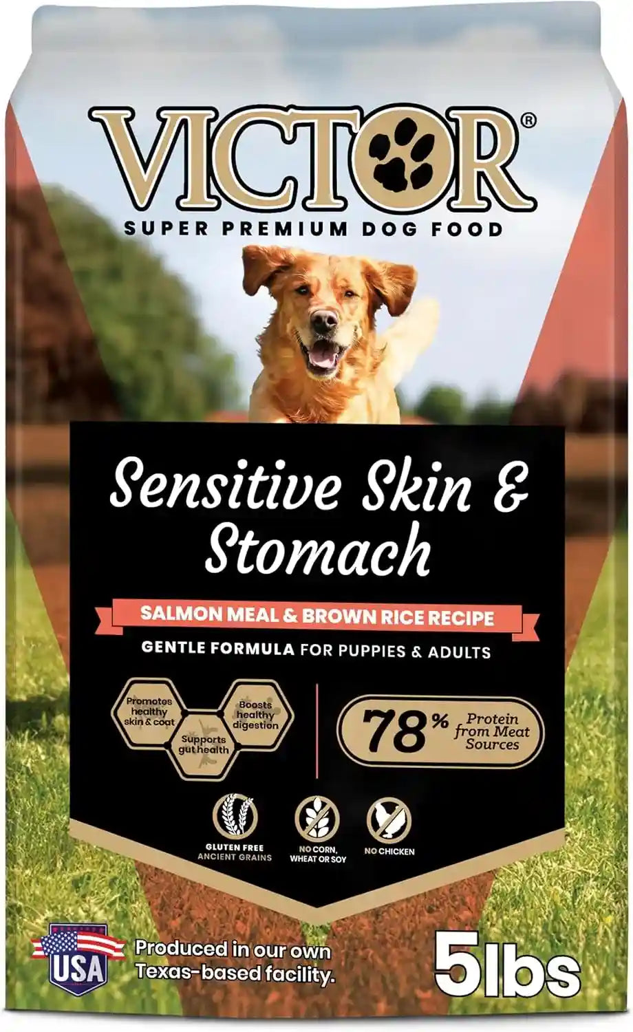 victor-super-premium-dog-food-sensitive-skin-and-stomach-salmon-meal-brown-rice-recipe-dry-kibble-gluten-free-no-chicken-ideal-for-dogs-with-allergies-adult-and-puppy-food-5-lb