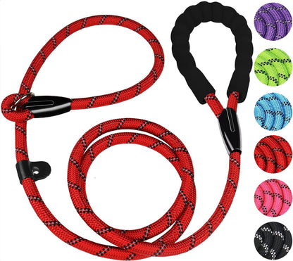 Dog Leash, 6 FT Heavy Duty Dog Leashes, Durable Premium Quality Strong Rope Slip Leash with Comfortable Padded Handle and Highly Reflective Threads for Small Medium and Large Dogs. (Black)12