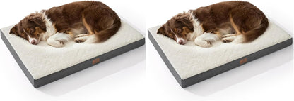 Bedsure Washable Dog Beds Large Sized Dog with Comfy Sherpa, 36X27In Grey | Orthopedic Egg Crate Foam,Comfort Support Flat Rectangle Pet Mat,Non-Slip Bottom,Removable Cover,For Large Breed up to 55 Lbs33