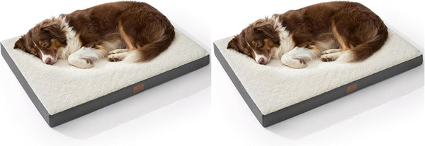 Bedsure Washable Dog Beds Large Sized Dog with Comfy Sherpa, 36X27In Grey | Orthopedic Egg Crate Foam,Comfort Support Flat Rectangle Pet Mat,Non-Slip Bottom,Removable Cover,For Large Breed up to 55 Lbs33