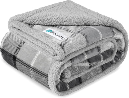 Petami Waterproof Dog Blanket for Couch, Extra Large 80X60, Pee Proof Sherpa Fleece Reversible Pet Throw, Furniture Protector for Bed Sofa Crate Kennel, Soft Washable Cover for Dog Cat, Grey Sherpa16